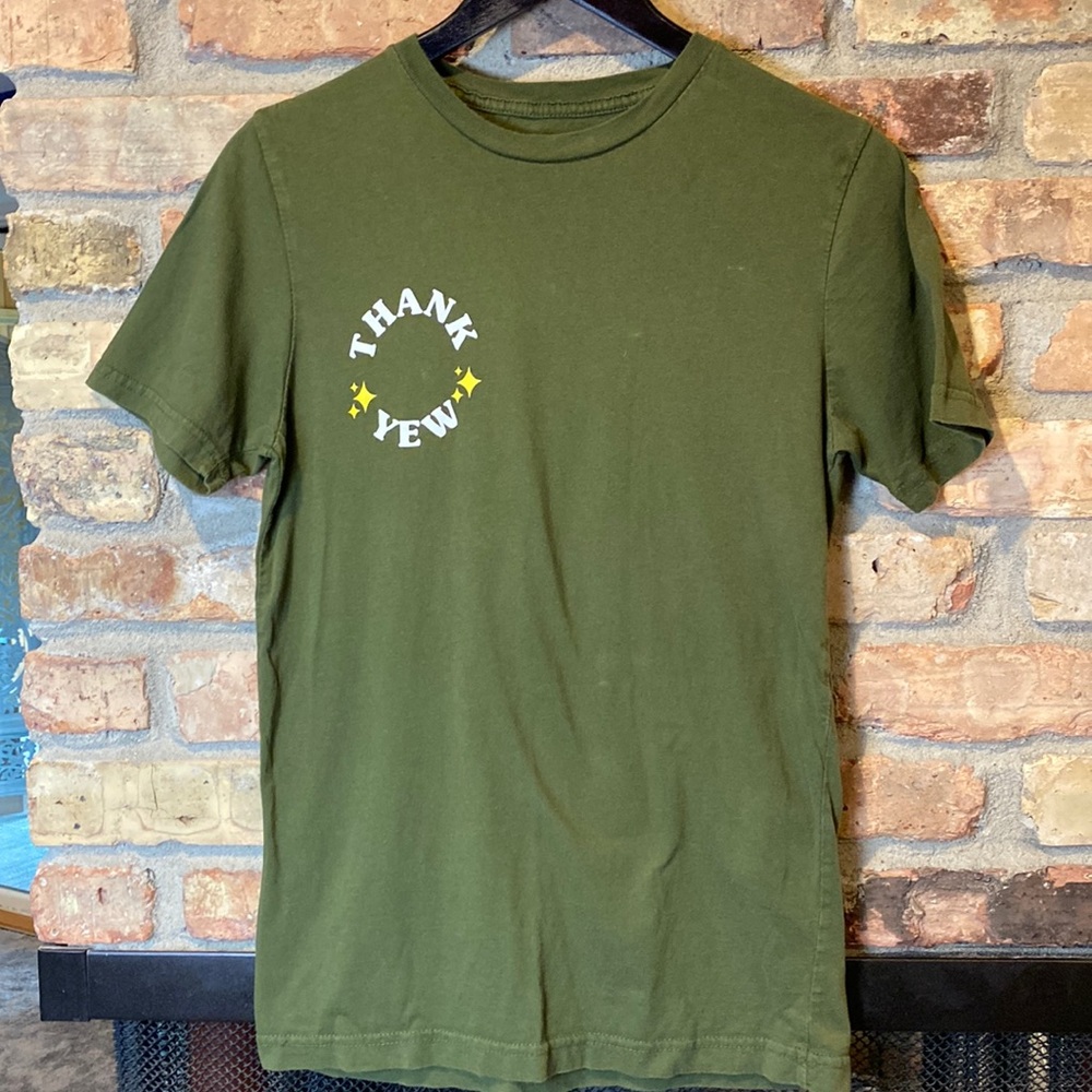 Size small men’s Thank Yew Kanye West Army green T-shirt